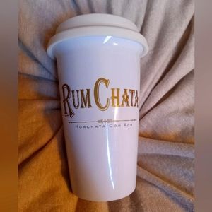 White and Gold RumChata coffee travel cup! Funny lid!